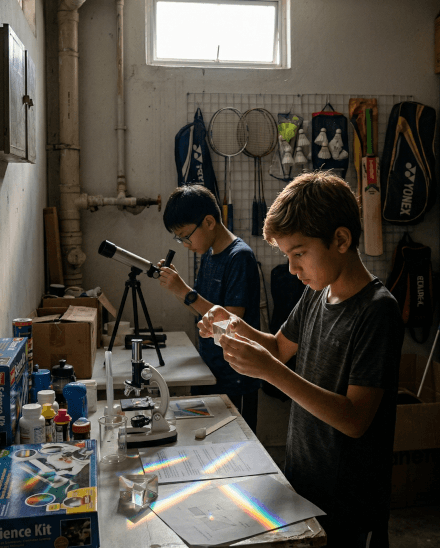 Two students observing a Science experiment together