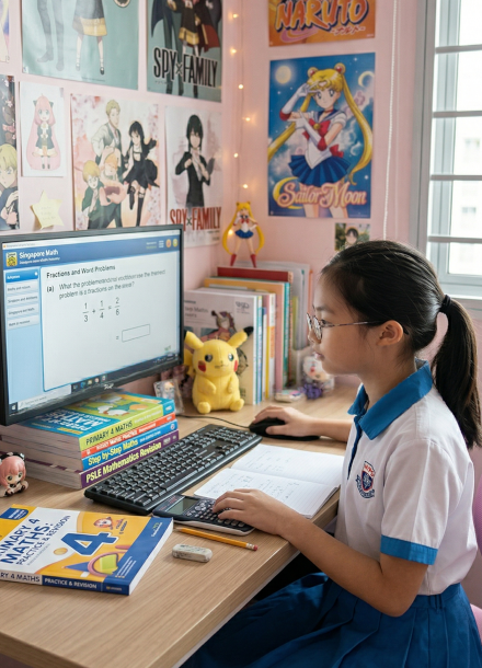 Singapore student practising mathematics