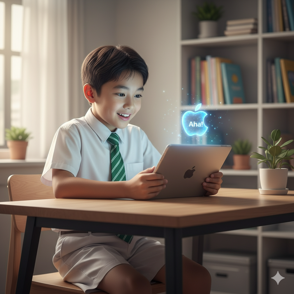 Singapore student using Superholic Lab on tablet